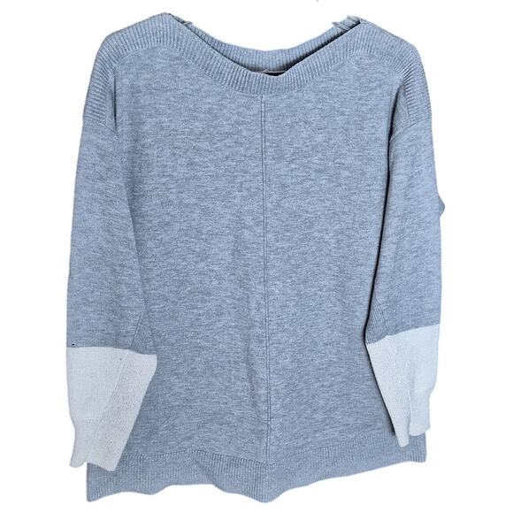 Lane Bryant Women 14/ 16 1x Gray/ White Color Block Boat Neck Ski Cozy Sweater - Picture 1 of 5